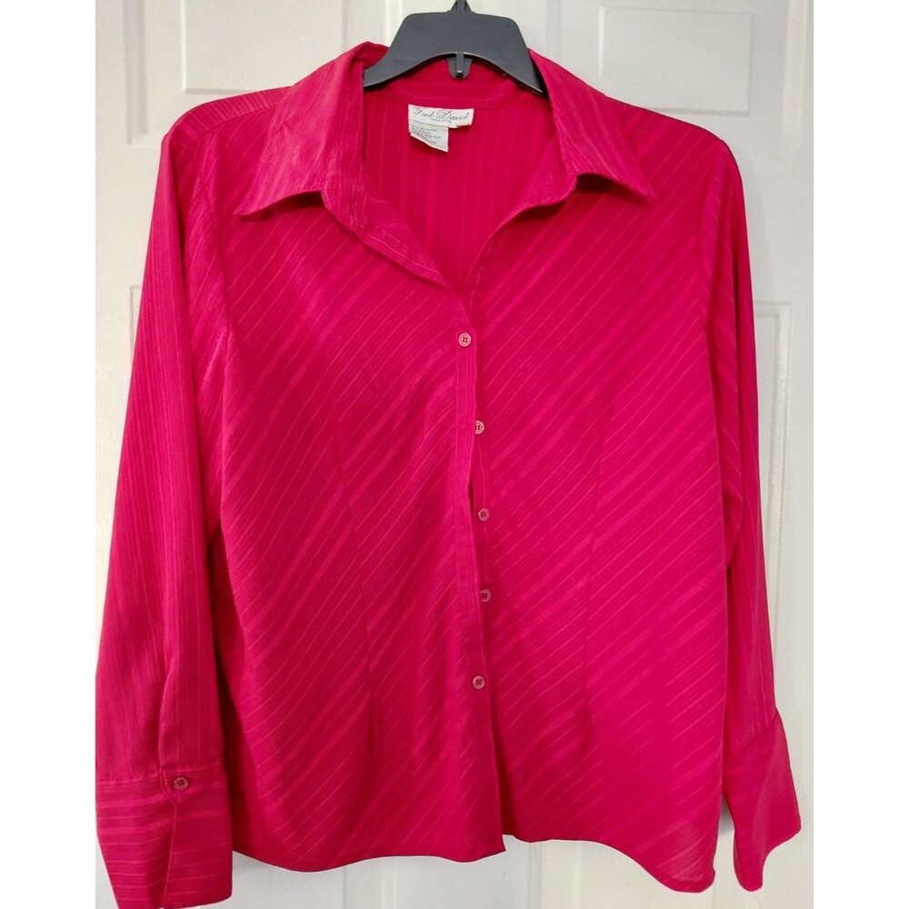 Fred David Vibrant Red Stretch‎ Long Sleeve Blouse